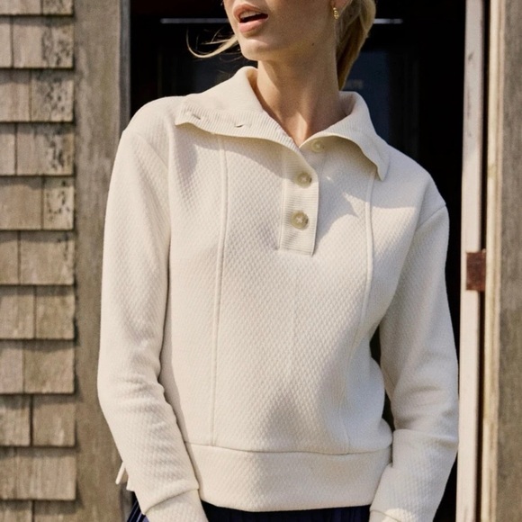 Southern Tide Sweaters - Southern Tide Women’s Cream Collared Button Pullover Sweater
